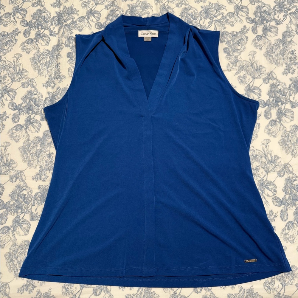 Calvin Klein Women's Royal Blue V-Neck Blouse